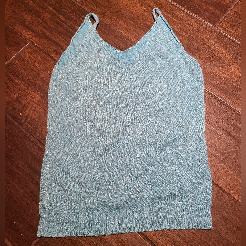 light blue sparkly tank top